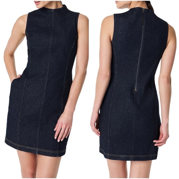 SPANX Denim Seamed Shift Dress Raw Indigo Blue Sleeveless Plus Size 1X NWT - Picture 1 of 10